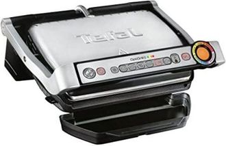 T-fal GC712D12 Fry top da cucina, 7 modalit&agrave; di cottura, Indicatore di avanzamento, Sensore di spessore, Teglie estraibili ed estraibili, 2000 w