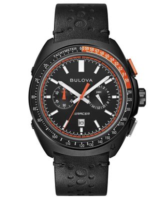 Bulova Racer Chronograph Mens Black Watch 98B428 Leather - One Size