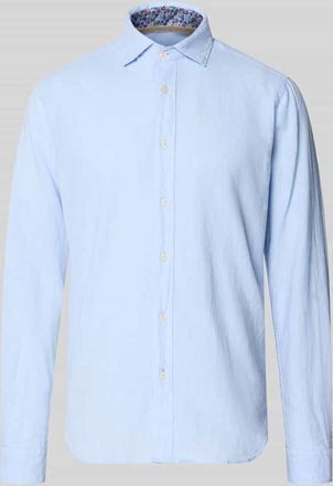 Fil Noir Regular Fit Business-Hemd aus Leinen-Baumwoll-Mix Modell ROMA in Hellblau, Gr&ouml;&szlig;e 38