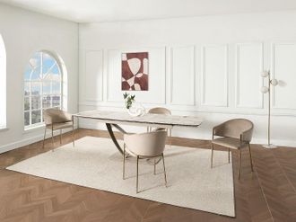 Pascal Morabito Sedia con braccioli in Velluto e Metallo Dorato Beige - Lotto di 2 - ORDIDA di Pascal Morabito