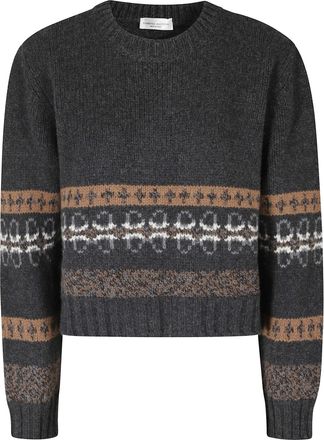 Roberto Collina Anthracite Moulin&eacute; Stripe Virgin Wool-Blend Sweater