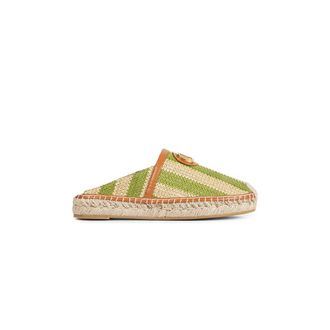 Valentino VLogo Striped Raffia Espadrille Mules