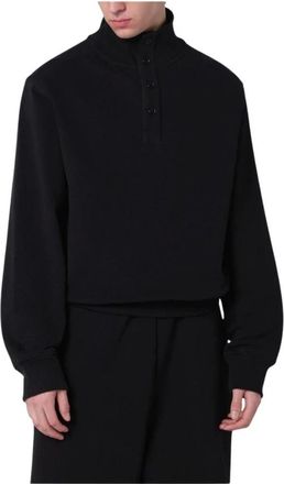 Entire studios Sweatshirt met hoge hals en knoopsluiting - Heren - Sweatshirts - Zwart - L - Katoen - Hoodies & sweatvesten