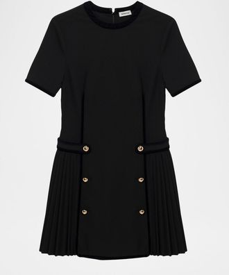 SIMKHAI Doria Short-Sleeve Velvet-Trim Mini Dress