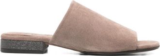 Brunello Cucinelli Suede Mules With Beads Shoes