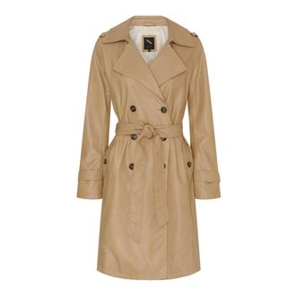 BTF-CPH Btfcph - Julia Leren Trenchcoat - Dames - Mantels - Beige - Maat: 2XL Leer