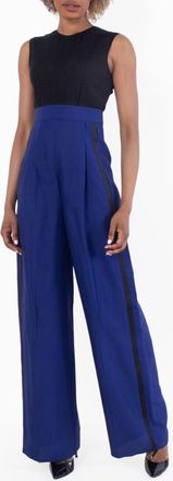 Ferragamo Shantung Sleeveless Jumpsuit, Brand Size 44 ( US Size 10 )