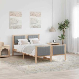 vidaXL Bed frame Brown and light grey 120 x 190 cm Solid pine wood vidaXL