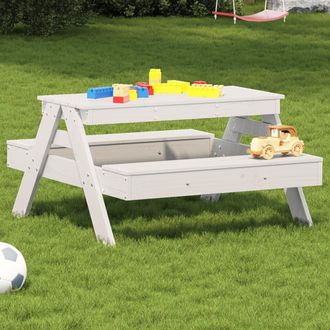 vidaXL Vidaxl - Mesa De P&iacute;cnic Para Ni&ntilde;os Madera Maciza Pino Blanco 88x97x52 Cm