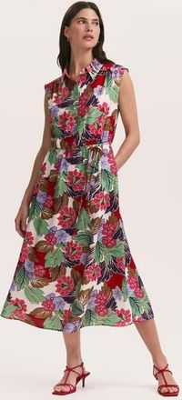 Finery Alida Floral Midi Shirt Dress in Red Floral at Nordstrom, Size 12