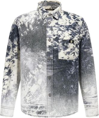Roberto Cavalli Giacca denim con fantasia tie dye - Bianco