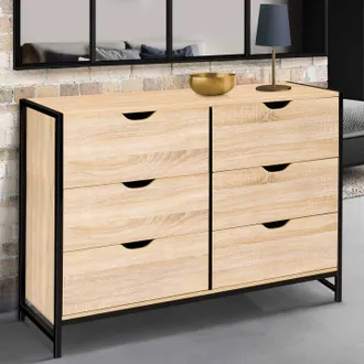 IDMarket Detroit Arc&oacute;n De 6 Cajones 115 Cm Dise&ntilde;o Industrial