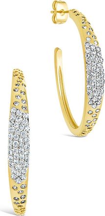 Sterling Forever Cherise Pav&eacute; Cubic Zirconia Hoop Earrings in Gold at Nordstrom