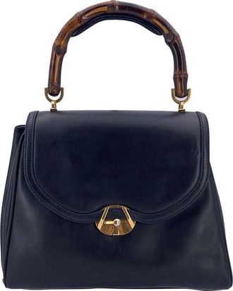 Gucci Black Leather Bamboo Top Handle Handbag (Authentic Pre-Loved)