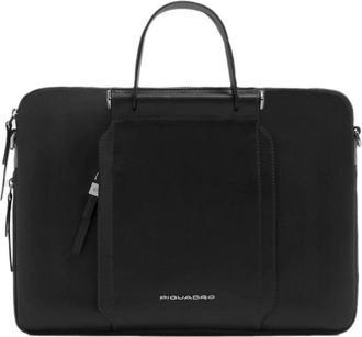 Piquadro Uitbreidbare werktas voor laptop 14 - Dames - Laptoptassen - Zwart - ONE Size - Leer - Tassen