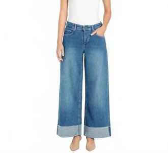 Mac Jeans Nevada Super Wide Raw Hem Cuff Jeans In Night Sky