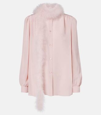 Valentino Camisa de seda con plumas