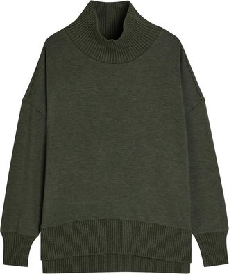 Varley Barker High-neck Stretch-jersey Sweatshirt - Olive - S (UK8-10 / S)