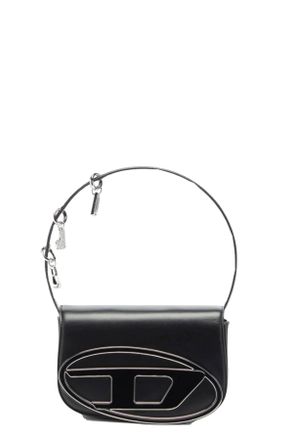 Diesel Black 1Dr Oval D Charm Leather Shoulder Bag