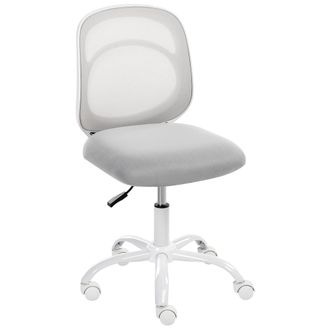 Beliani Silla Giratoria De Escritorio Elegante Tapizado De Tela Base De Hierro Oficina En Casa Habitaci&oacute;n Infantil Altura Ajustable Sin Reposabrazos Gris Clar