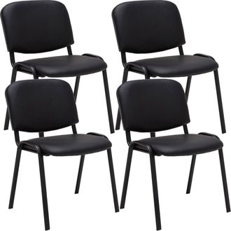 Clp Set de 4 sillas con patas de metal y asiento en Simil cuero Negro