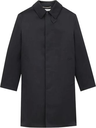 Saint Laurent single-breasted collared coat - women - Cotton/Polyester - 40 - Black