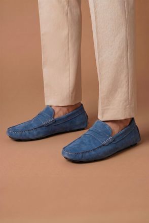 D'Arienzo Mocassino scamosciato blu denim da uomo DArienzo, Seleziona Taglia ITA 41, Colore Denim