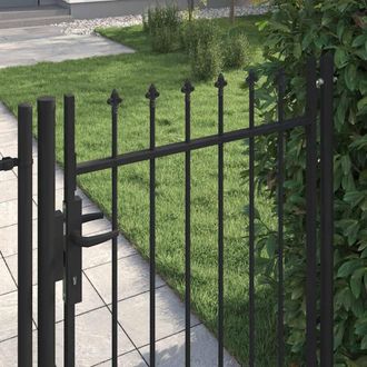 Berkfield Home Durable Fence Gate Single Door with Spike Top Steel 1x1.2 m Black