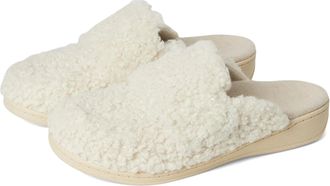 Vionic Womens Vionic Gemma II Mules Cream White Faux Shearling Slippers GAL1465