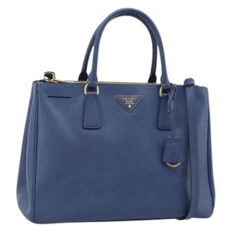 Prada Pre-owned Handbags, female, Blue, Size: ONE SIZE Pre-owned Saffiano Leather Hand Bag