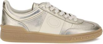 Valentino Garavani Gold Calf Leather Bos Taurus Low Top Womens Sneakers