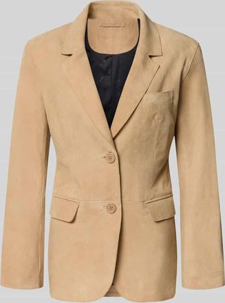Stand Studio Regular Fit Blazer aus echtem Ziegenvelours Modell Mina in Beige, Gr&ouml;&szlig;e 34