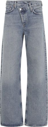 A Gold E Conclusion Blue Regenerated Cotton Arc Criss Cross Jeans-Donna