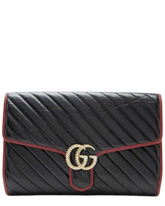 Gucci Matelass&eacute; Torchon Gg Marmont Clutch (Authentic Pre-Loved)
