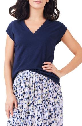 Nic+Zoe Cap Sleeve V-Neck Top in Dark Indigo at Nordstrom, Size X-Small