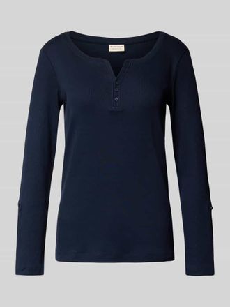 Tom Tailor Regular Fit Langarmshirt aus Baumwoll-Mix in Marine, Größe XXXL