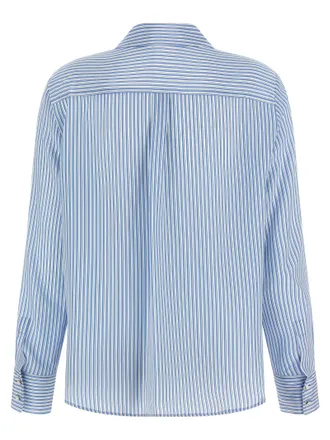Max Mara Striped Silk Crepe de Chine Shirt - Blue