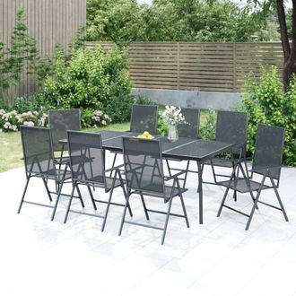 vidaXL Juego De Comedor De Jard&iacute;n 9 Piezas Acero Gris Antracita Vidaxl