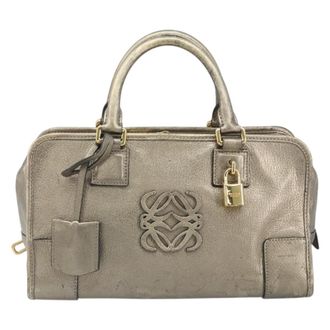 Loewe Amazona Bag Leather Gold Leather Handbag (Pre-Owned)