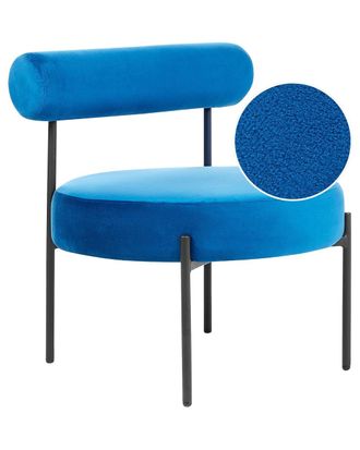 Beliani Sill&oacute;n terciopelo azul marino
