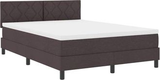 vidaXL Vidaxl - Cama Box Spring Con Colch&oacute;n Marr&oacute;n Oscuro 160 X 200 Cm Tela