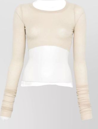 Rick Owens cropped long sleeve round neck top sheer