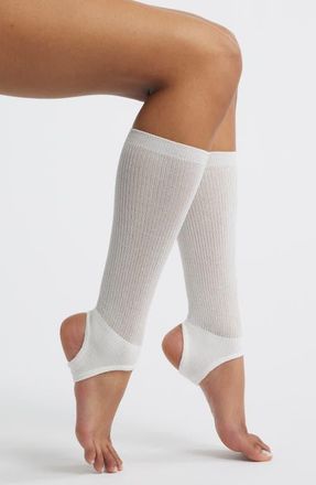 High Heel Jungle Show Pony Cotton Blend Rib Stirrup Socks in White at Nordstrom
