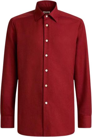 Kiton Kasjmier Flanellen Overhemd Winter Elegantie - Heren - Casual Overhemden - Rood - 4XL - Kasjmier - Overhemden