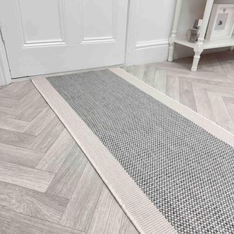 Runrug Carpet Runner Rug - Indoor/Outdoor, Reversible, 2mm - Vichy in Grey | Size: 60 cm x 390 cm