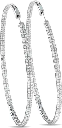 Luxury Bazaar 18K White Gold 5.20ct Diamond Inside-Out Hoop Earrings MF12-070626