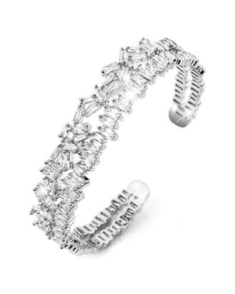 Liv Oliver Silver Plated Cz Bangle Bracelet