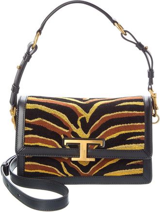 Tod's TodS T Canvas & Timeless Leather Shoulder Bag