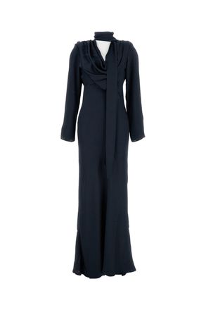 Rotate Long Draped Satin Dress