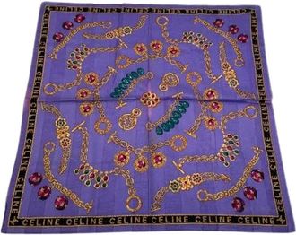 Celine Pre-owned Vintage Scarf - Dames - Vintage Accessoires - Paars - ONE Size - Katoen - Vintage